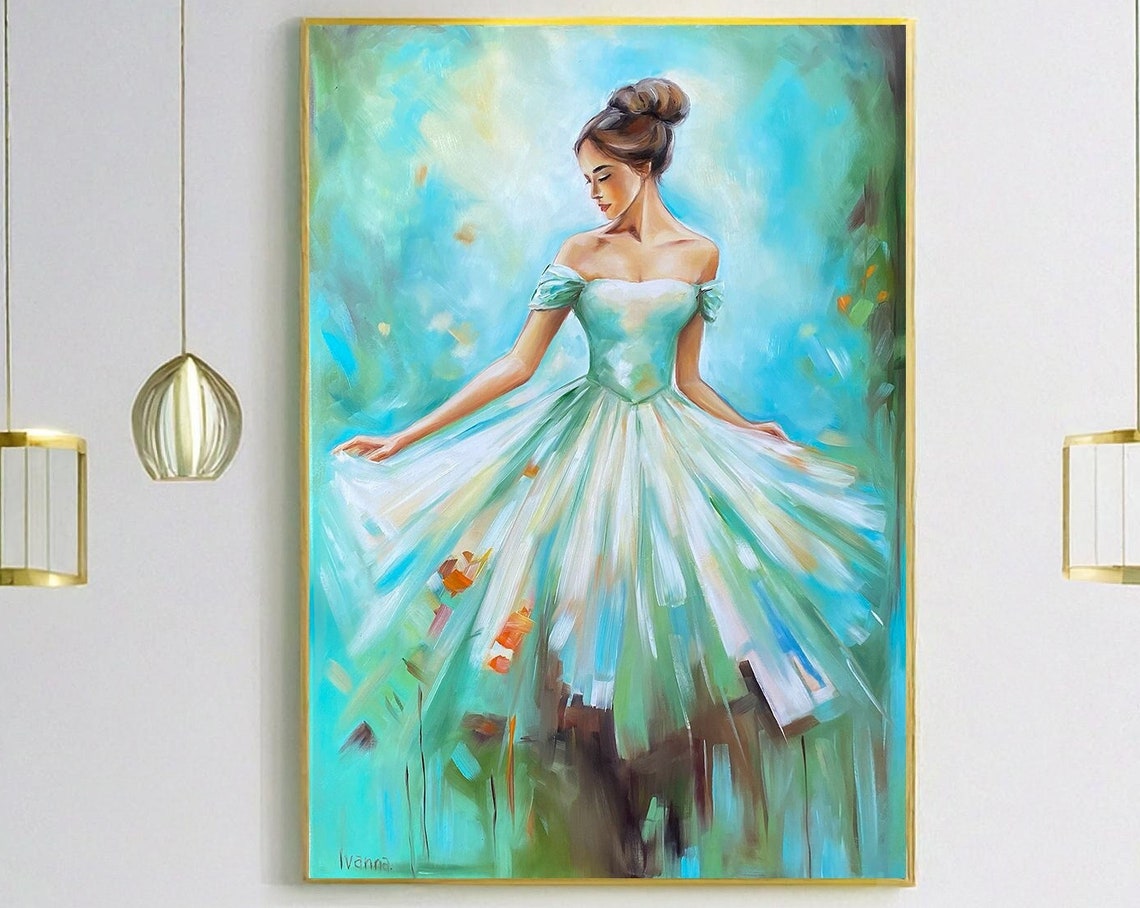 Fairy Painting Original Lady Of The Lake Painting Fantasy Art Girly Wall Art Goddess Oil Painting On Fairy Wall Art - Image 3