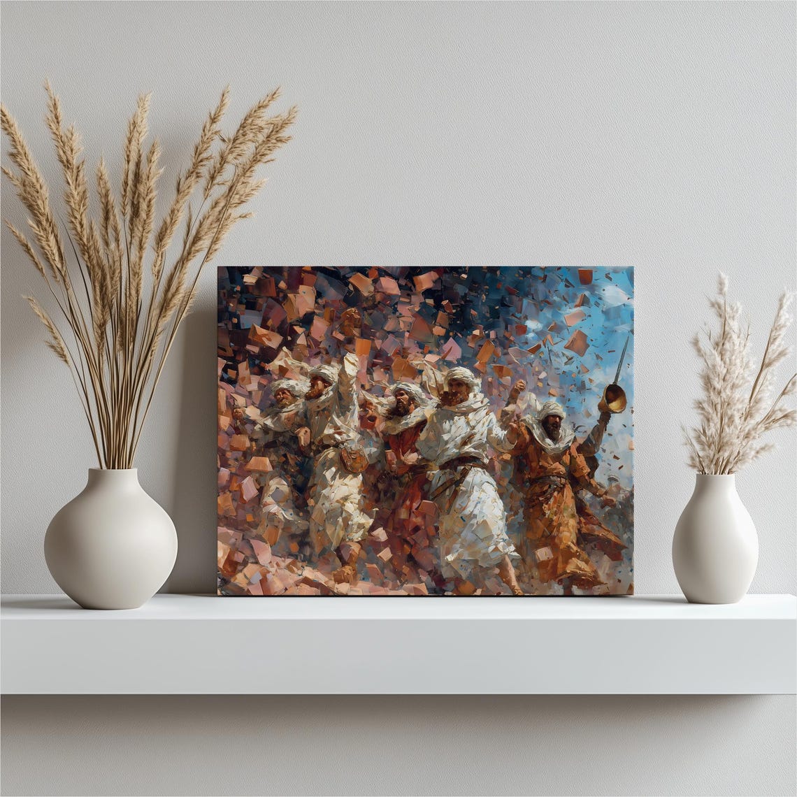 Men In Traditional Robes Dancing Joyful Celebration Art Poster