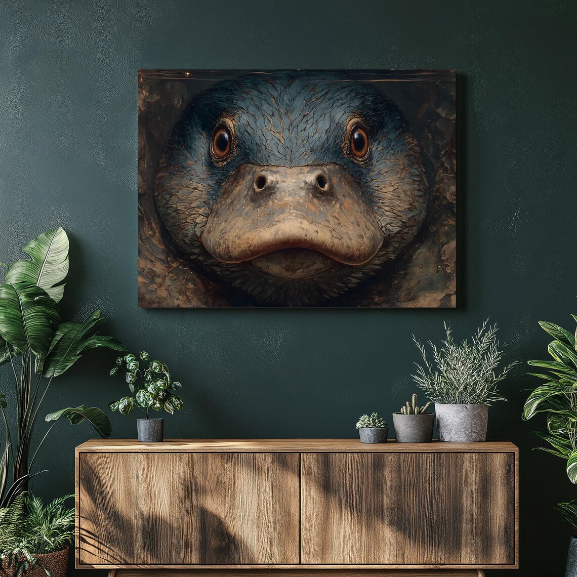 Blue Peacock Tropical Orchids Canvas Wall Art Vibrant Botanical Exotic Bird Print With Foliage On Beige Textured Background