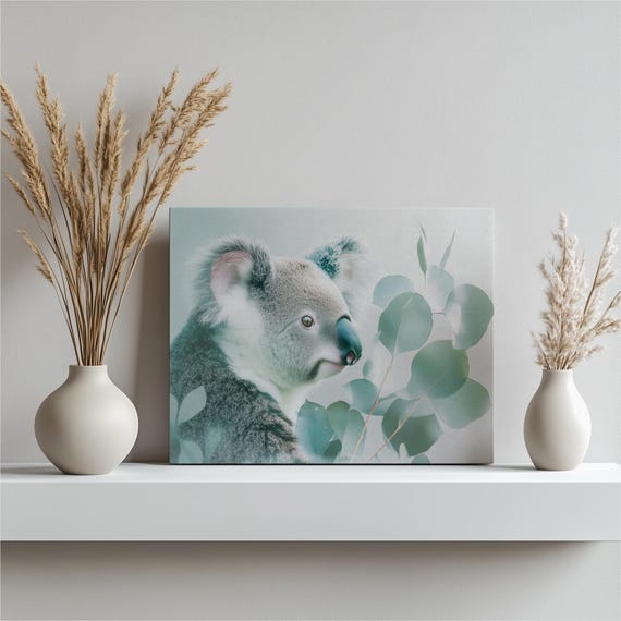 Charming Koala Eucalyptus Canvas Wall Art Modern Nature Print For Animal Lovers Cute Australian Wildlife Decor Living Room Nursery