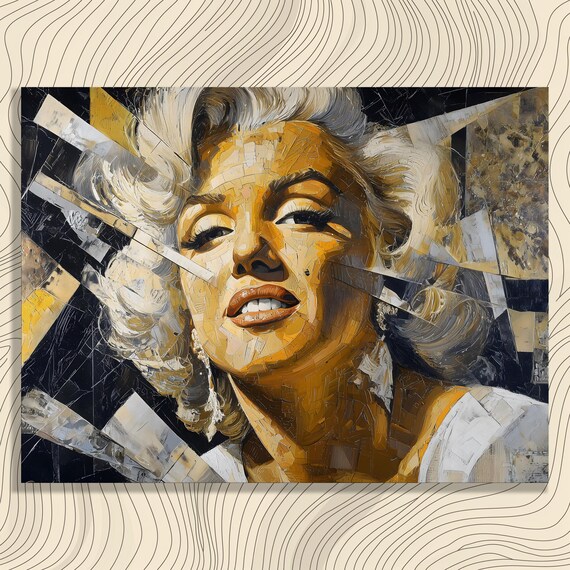 Marilyn Monroe Black Gold Mosaic Portrait Pop Art Glamour Wall Poster