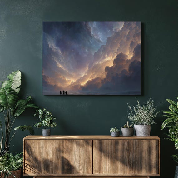 Celestial Cloudscape Canvas Wall Art Luminous Sky And Seascape Print