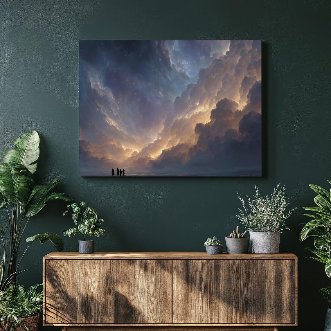 Celestial Cloudscape Dramatic Golden Sky Silhouette Wall Art