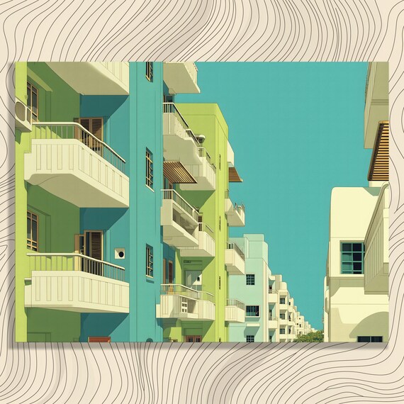 Colorful Apartments Canvas Wall Art Modern Urban Cityscape Large Print For Stylish Apartment Decor And Flat Accent