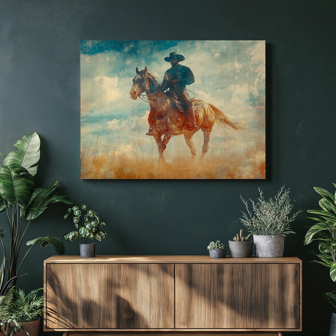 Argentine Gaucho Horseback Rider Pampas Sunset Rustic Western Wall Art