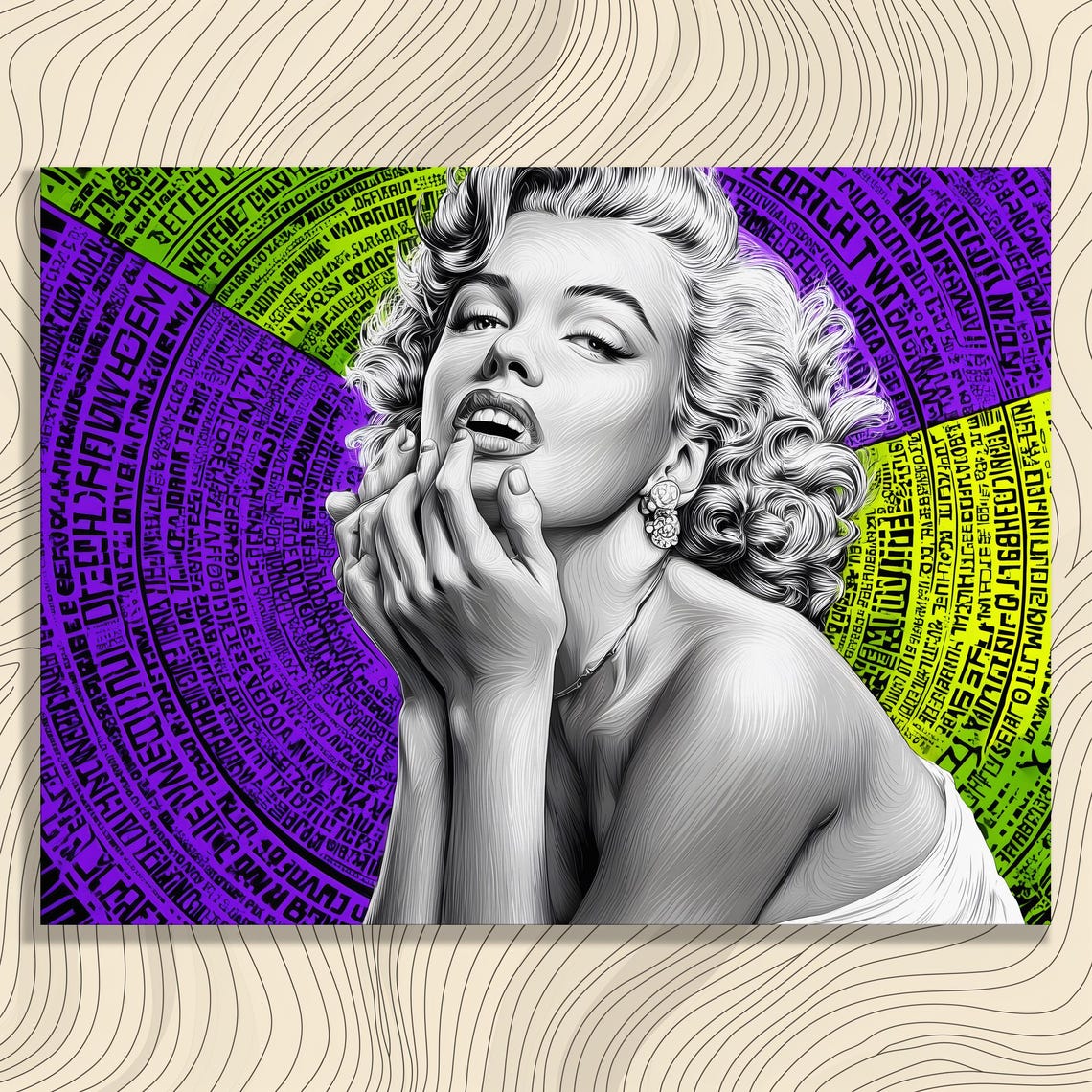 Marilyn Monroe Pop Art Portrait Purple Newsprint Retro Icon Poster