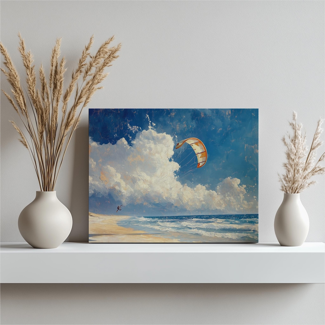 Kitesurfing Beach Painting Wall Art Print