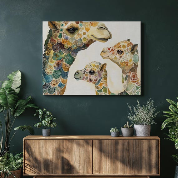 Camel Canvas Wall Art Watercolor Painting Of Camels Animal Artwork Home Decor Nursery Wildlife Nature Lovers Gift