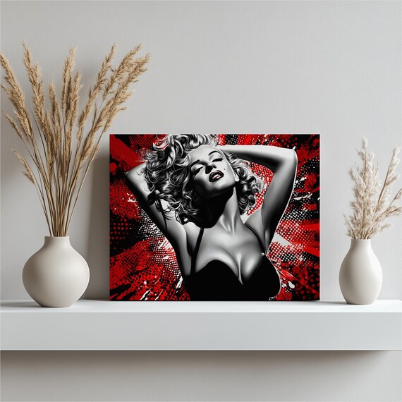 Marilyn Monroe Retro Pop Glamour Pinup Portrait Red Wall Art