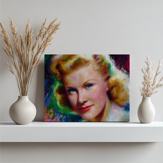 Vintage Glamour Woman Mid Century Oil Portrait Classic Art Poster