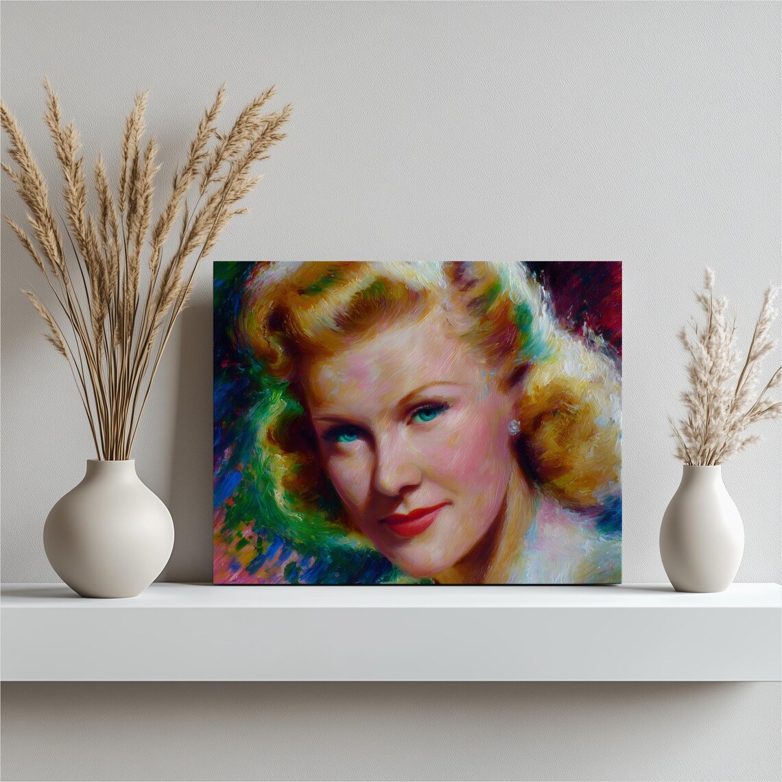 Vintage Glamour Woman Mid Century Oil Portrait Classic Art Poster