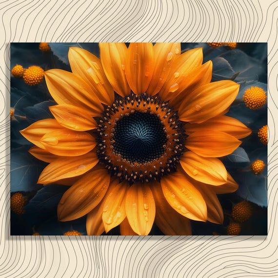 Sunflower Canvas Wall Art Macro Bright Floral Print Modern Farmhouse Decor Nature Botanical Gift