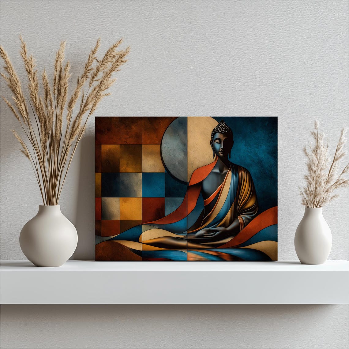 Abstract Buddha Canvas Wall Art Zen Meditation Decor Mindfulness Boho Style Modern Spiritual Print For Yoga Lovers