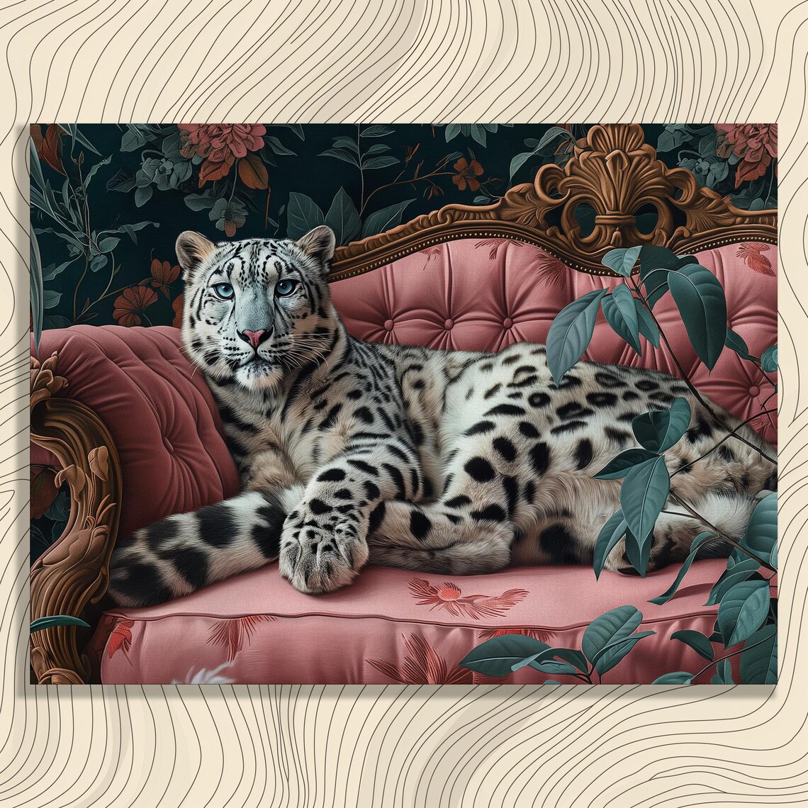 Snow Leopard Art Print, Modern Wildlife Decor