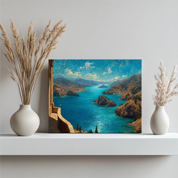 Mediterranean Turquoise Sea Coastal Vista Balcony View Poster