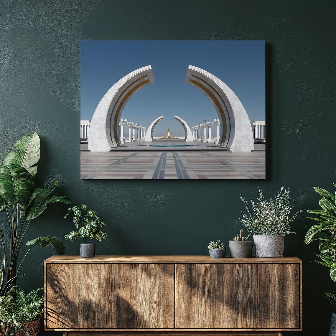 White Marble Crescent Archway Grand Plaza Modern Architecture Poster