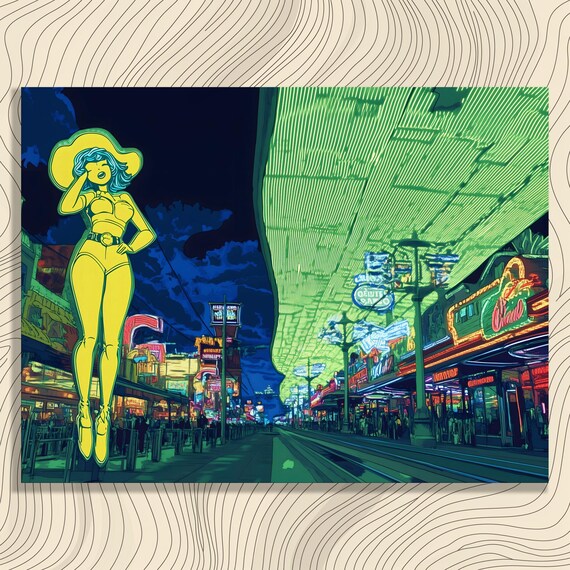 Vibrant Neon City Canvas Wall Art Colorful Urban Street Scene Pop Inspired Contemporary Cityscape Painting With Night Lights