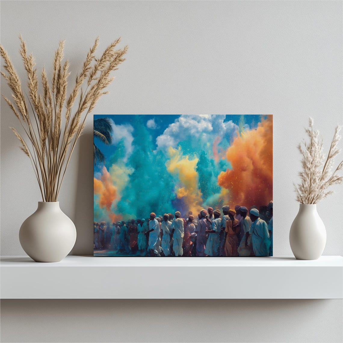 Color Powder Festival Crowd Joyful Celebration Vibrant Art Poster