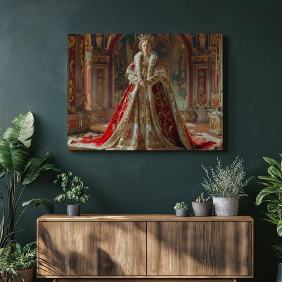 Catherine The Great Canvas Wall Art Royal Portrait Home Decor Regal Empress Historic Gift Lavish Palace Artwork Painting Hanging