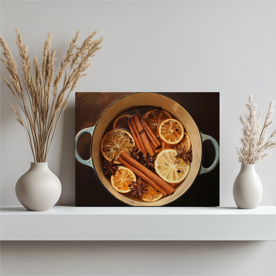 Simmering Mulled Cider Pot With Orange Cinnamon and Star Anise Art Print