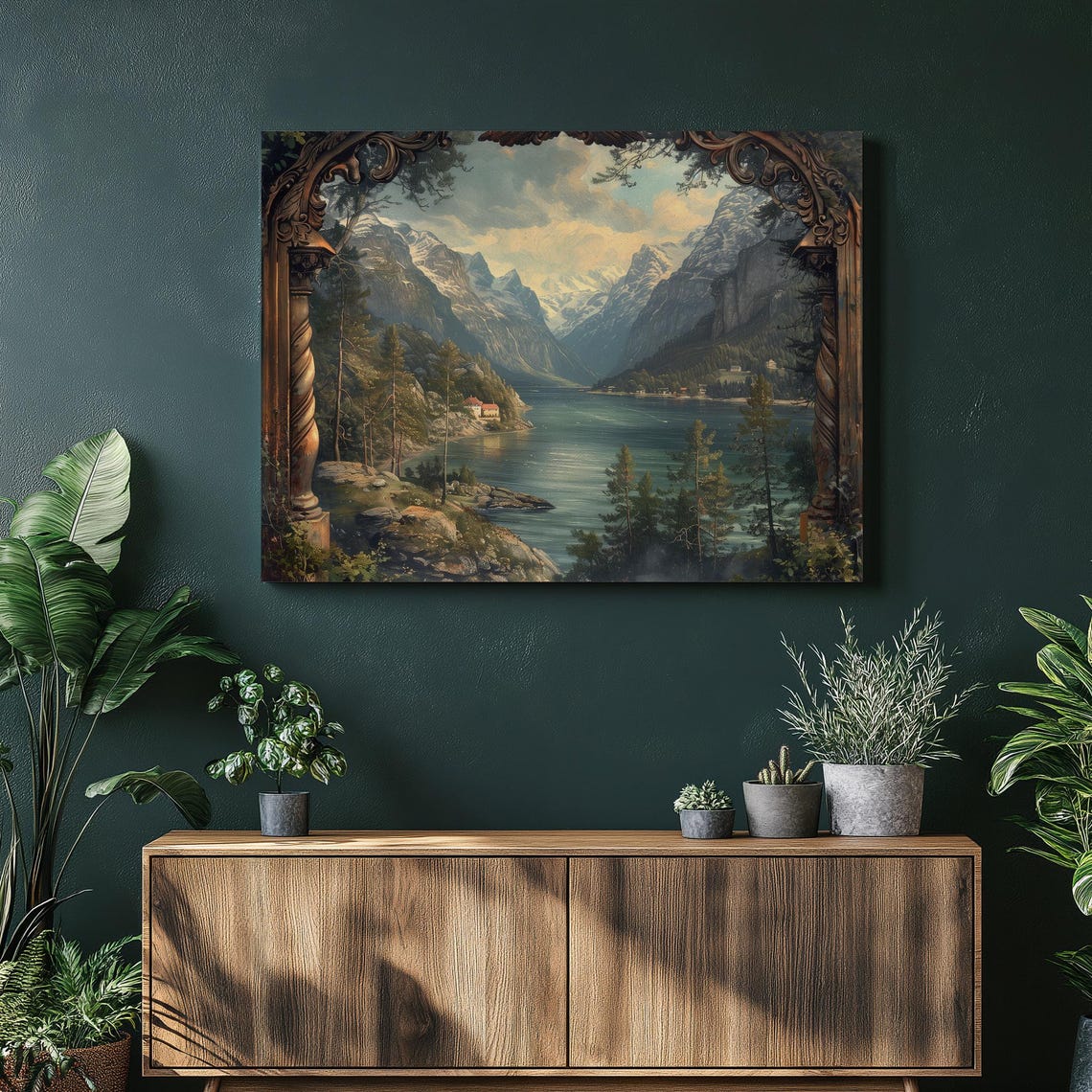 Serene Mountain Lake Fjord Calm Nordic Landscape Classical Art Print