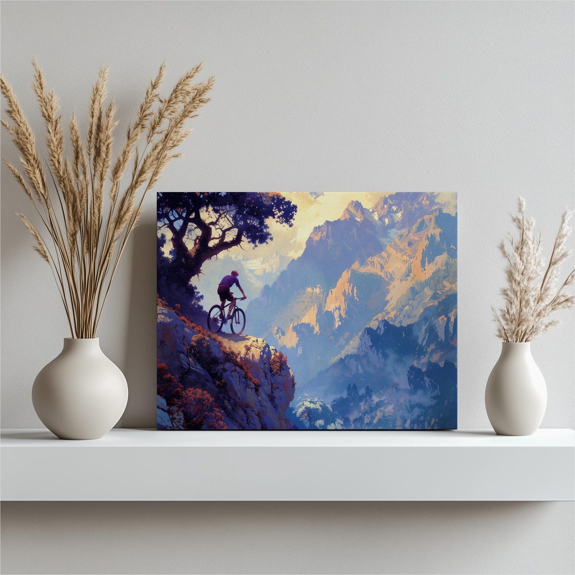 Mountain Biking Cliff Trail Adventure Nature Cycling Art Poster