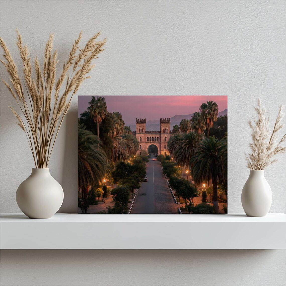 Historic Moorish Stone Arch Gate Palm Avenue Sunset Cityscape Poster