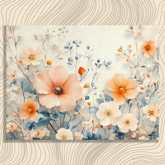 Delicate Floral Canvas Wall Art Vintage Botanical Print Flower Bouquets Arrangements Painting Spring Decor Pastel