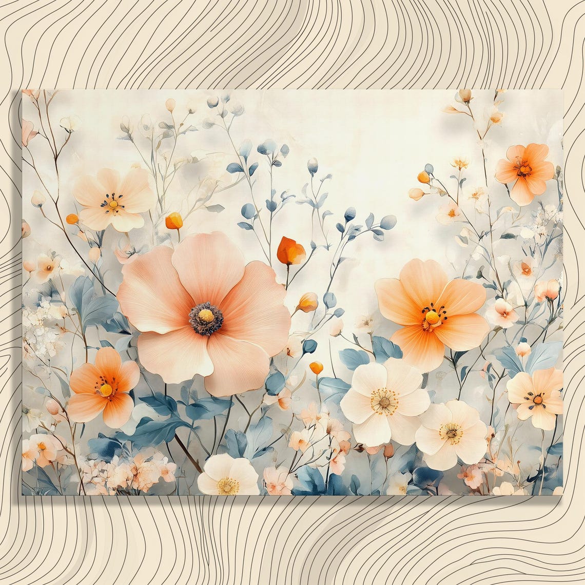 Delicate Floral Canvas Wall Art Vintage Botanical Print Flower Bouquets Arrangements Painting Spring Decor Pastel