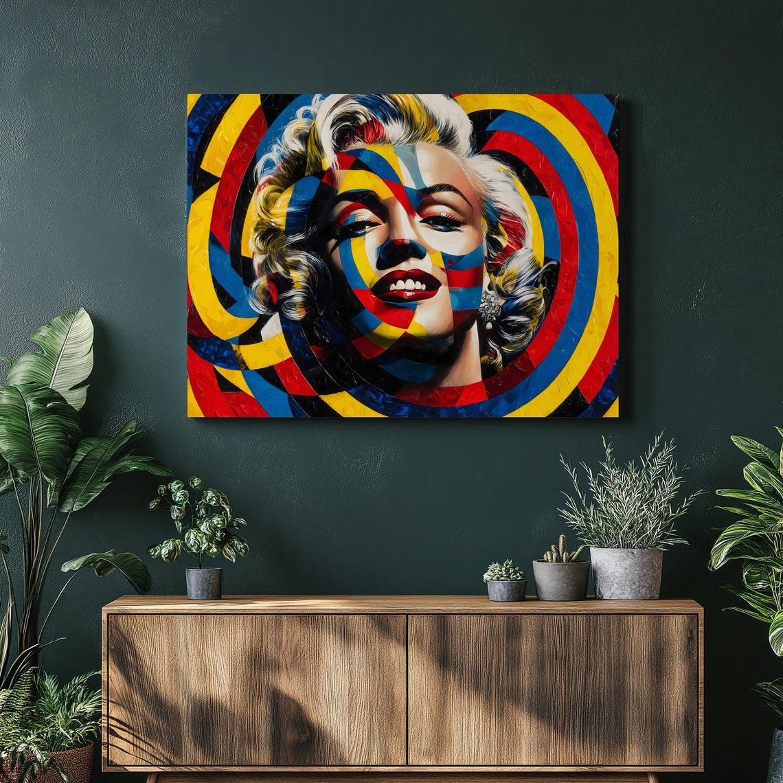 Marilyn Monroe Colorful Geometric Rings Pop Art Portrait Poster