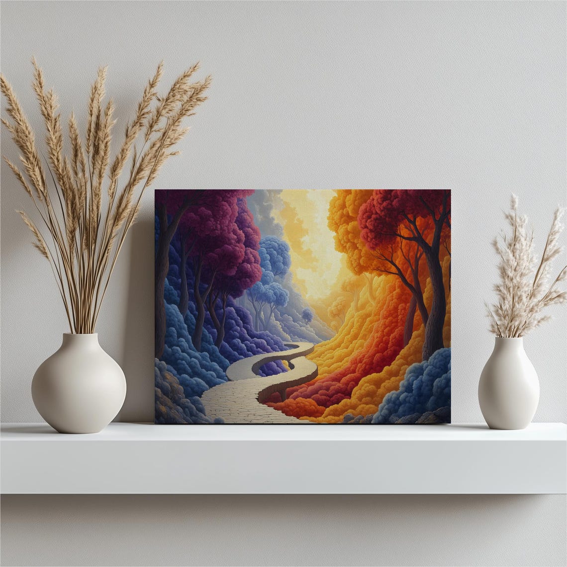 Journey Of The Soul Vibrant Rainbow Forest Path Abstract Poster