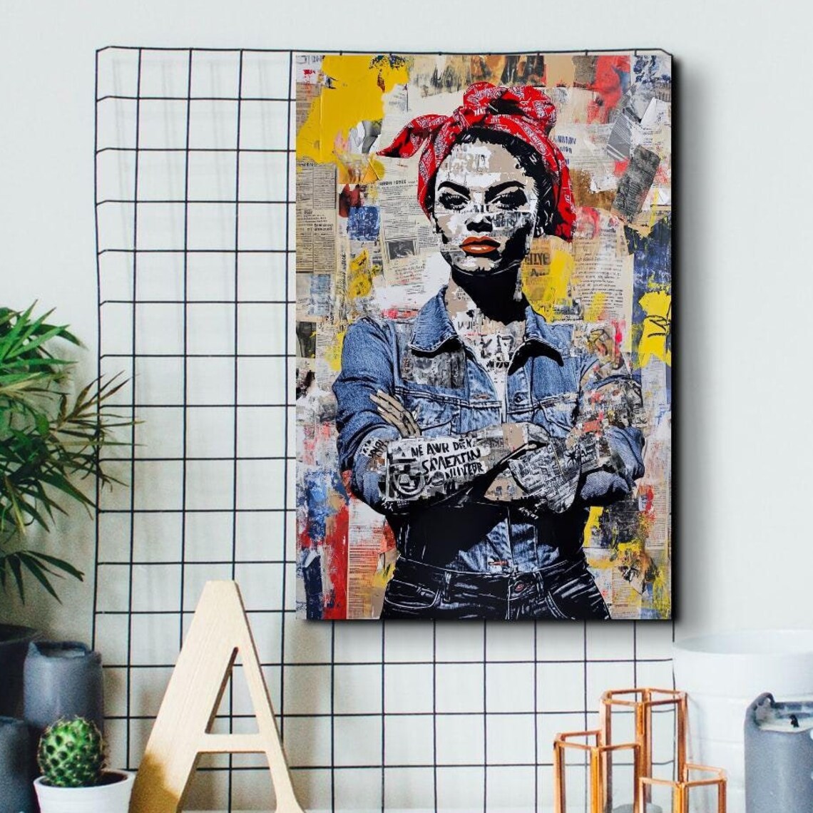 Rosie The Riveter Collage Street Art Urban Poster Female Strength