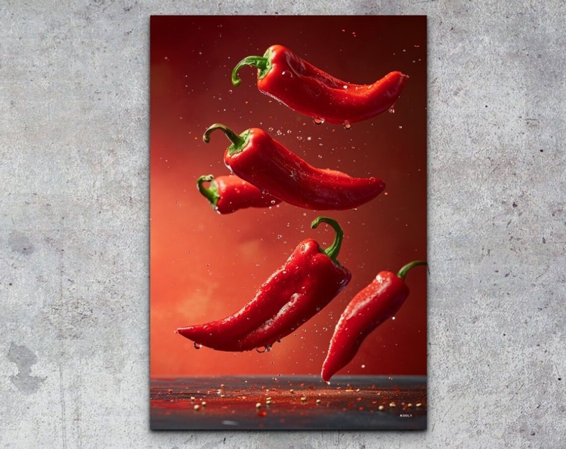 Red Chili Peppers, Kitchen Decor Art Print