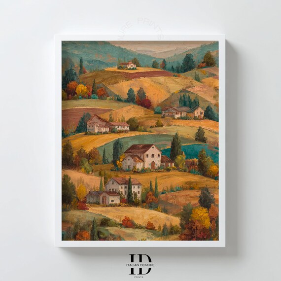 Tuscan Countryside Hills Farmhouse Rustic Italian Landscape Art Print