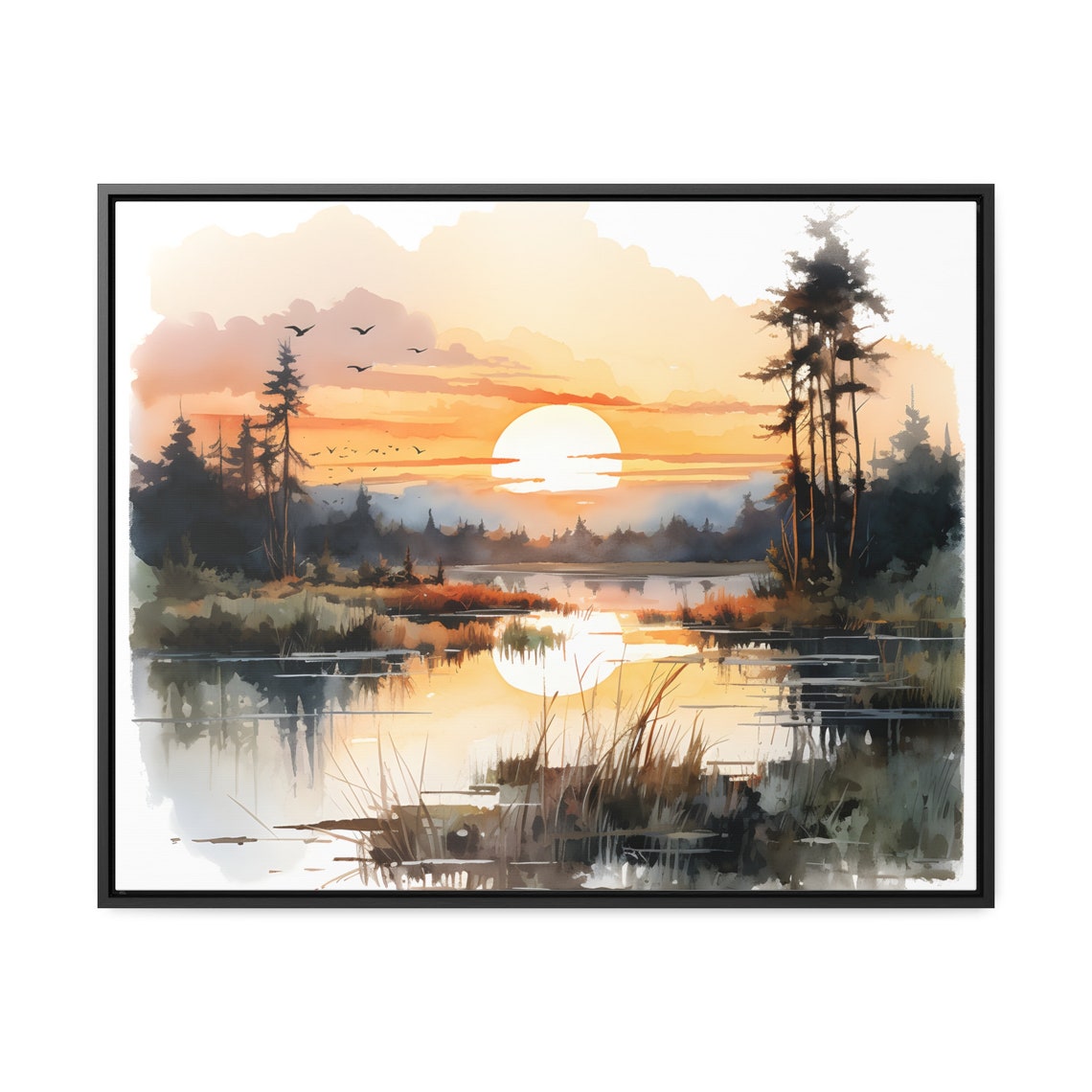 Sunrise Over Loon Pond Art Print Art Print Framed Wall Art Framed Painting Landscape Painting Art Print Beautiful Framed Wall