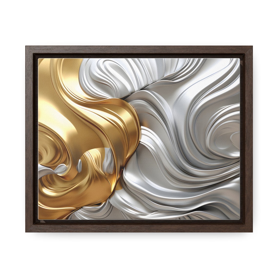 Gold Silver Metallic Swirl Abstract Luxury Flowing Waves Poster - Image 4