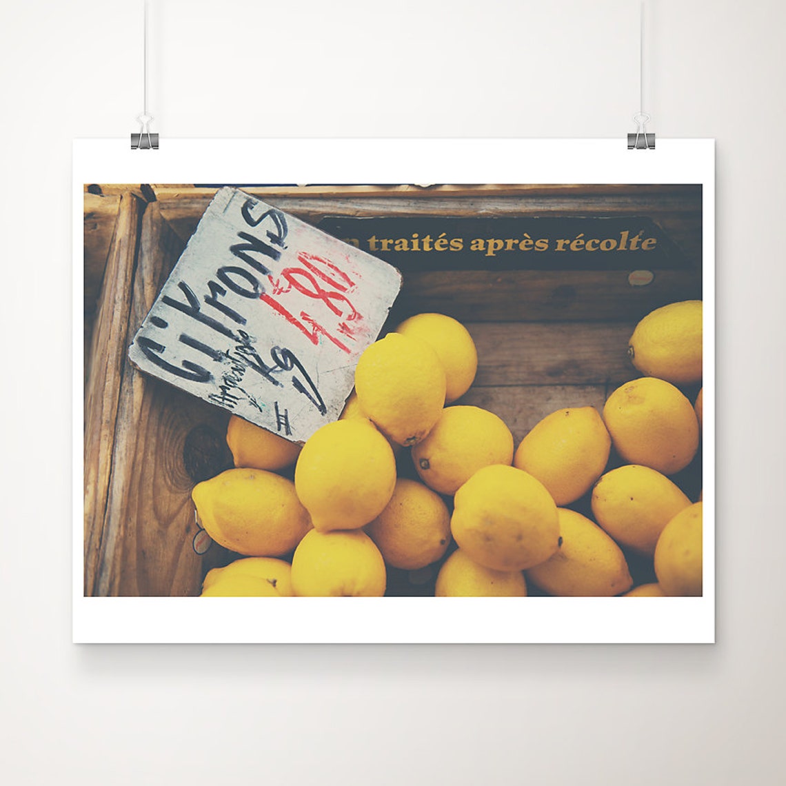 French Market Lemons Crate Citrons Sign Photography Art Poster