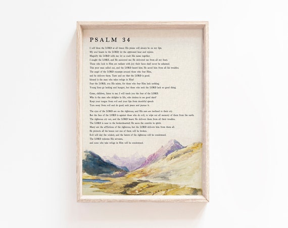 Psalm 34 Bible Verse Wall Art, Baptism Gift