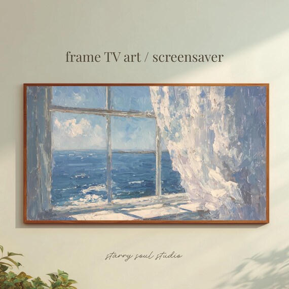 Open Window Facing the Blue Sea Ocean Impressionist Art Poster