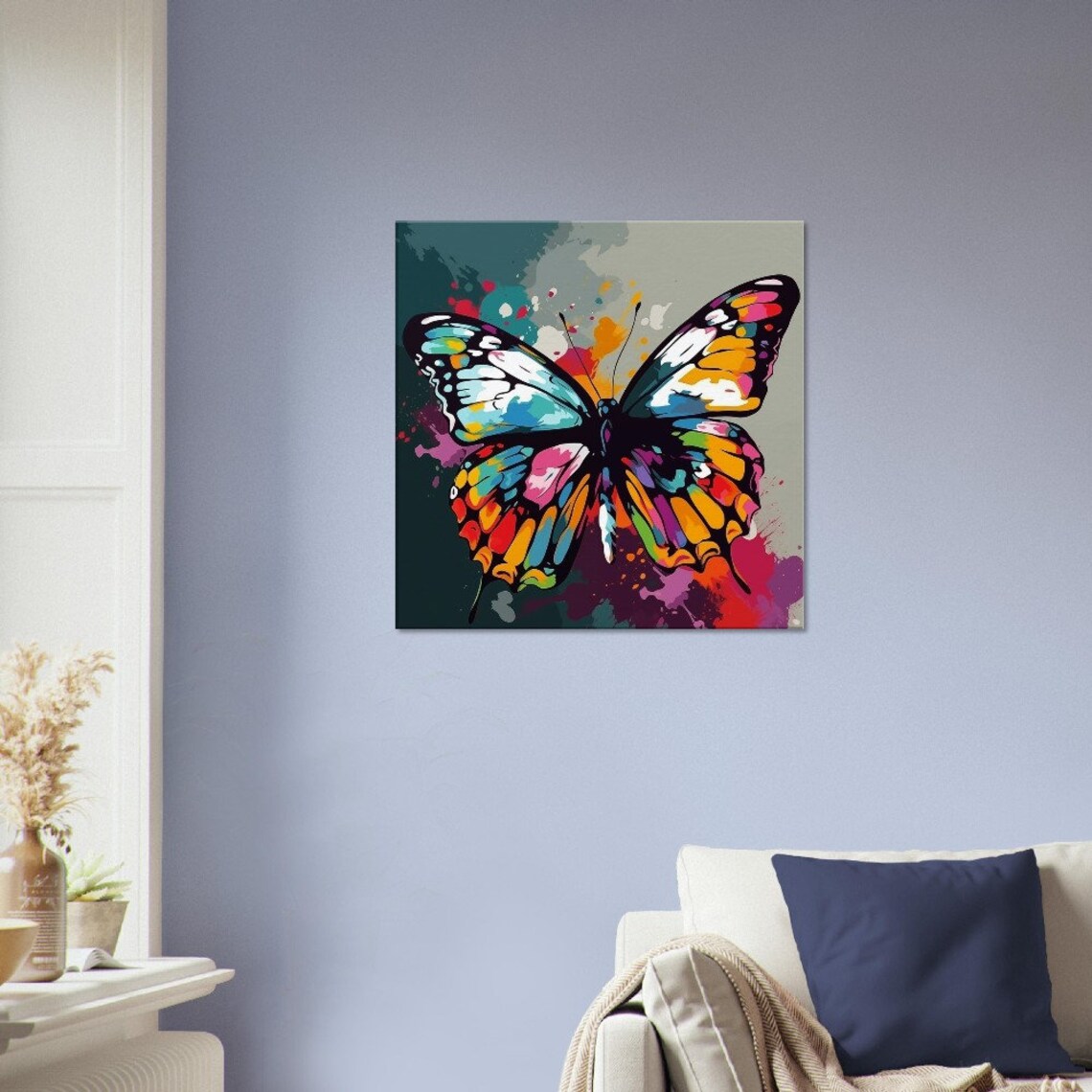 Colorful Pop Art Butterfly Rainbow Wings Insect Canvas Wall Art Print - Image 3