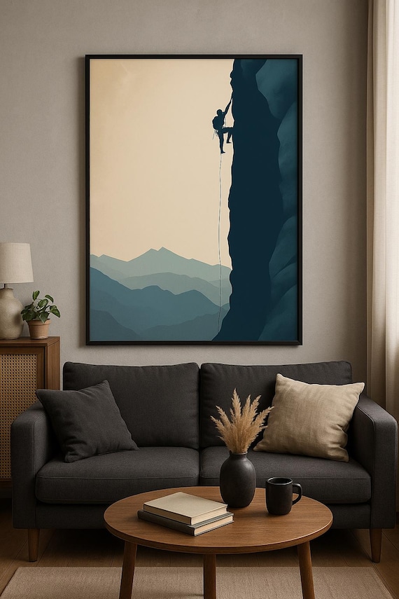 Minimalist Climbing Wall Art, Adventure Mountain Poster