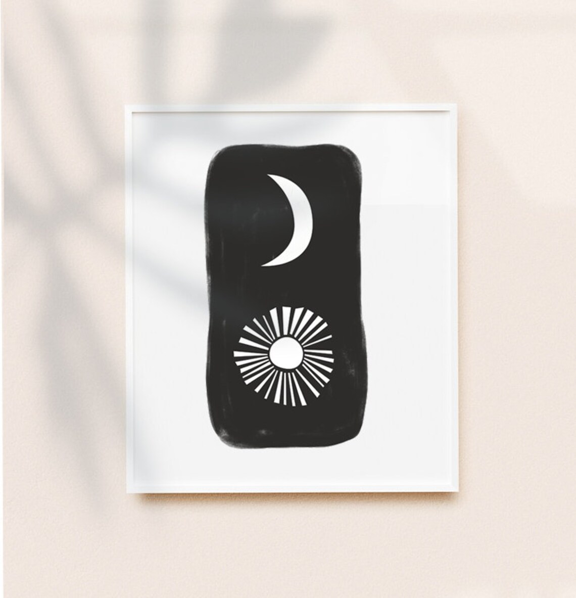 Sun and Moon Modern Wall Decor, Minimalist Abstract Print