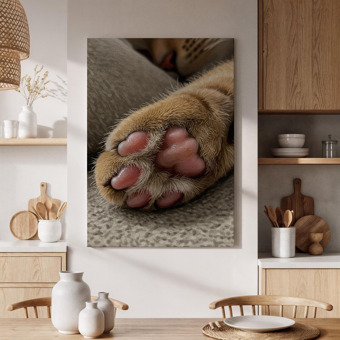 Cute Cat Paw Close Up Macro Pink Toe Beans Pet Lover Photo Print