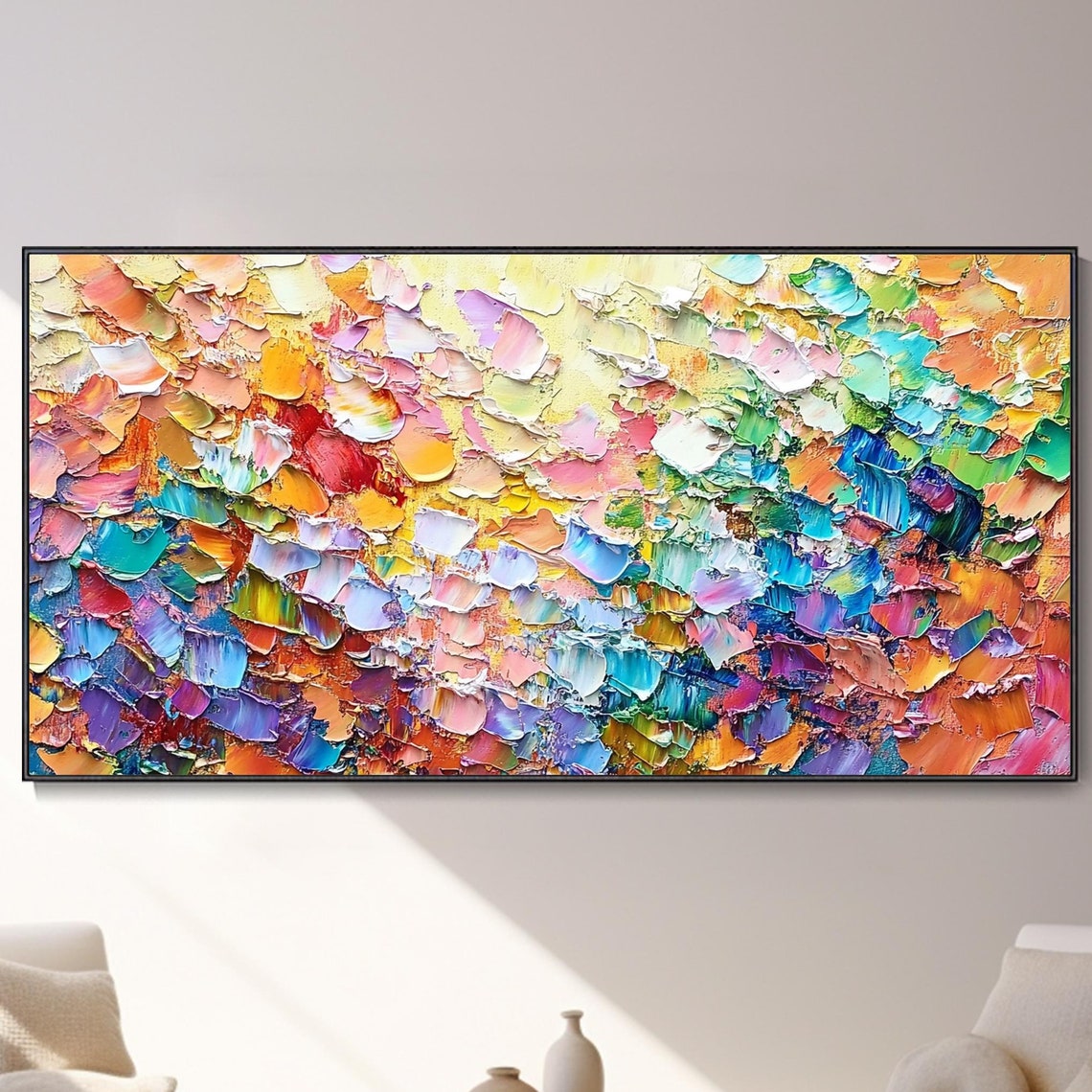 Colorful Abstract Floral Palette Knife 3D Impasto Art Poster