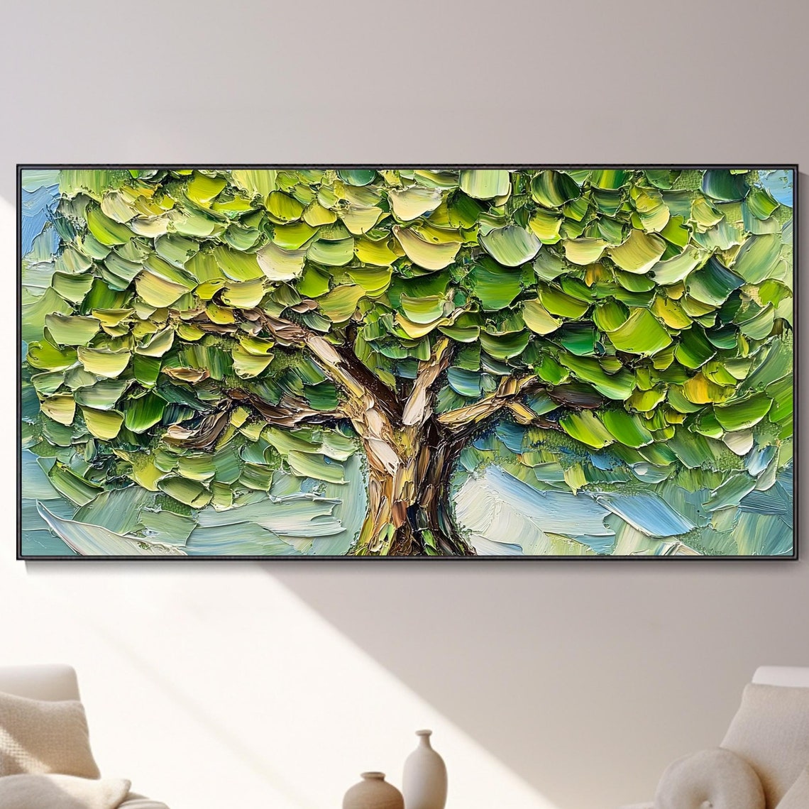 Green Tree Canopy Lush Foliage Thick Impasto Oil Painting Poster