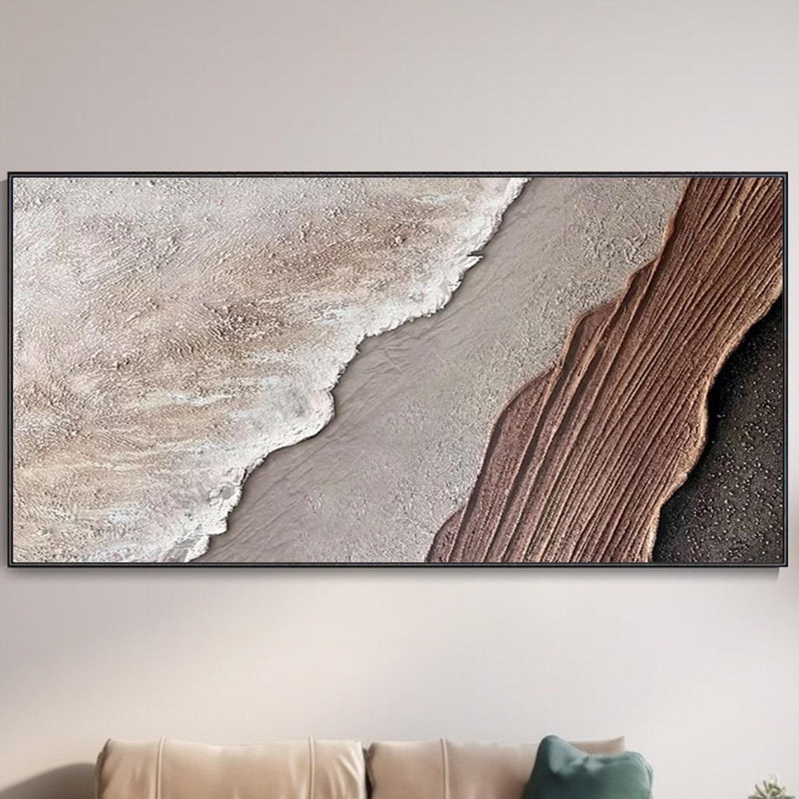 Earth Tone Waves Art 3d Minimalist Ocean Painting On Textured Wall Art Wabi Sabi Wall Art Living Room Painting Fashion Room Decor