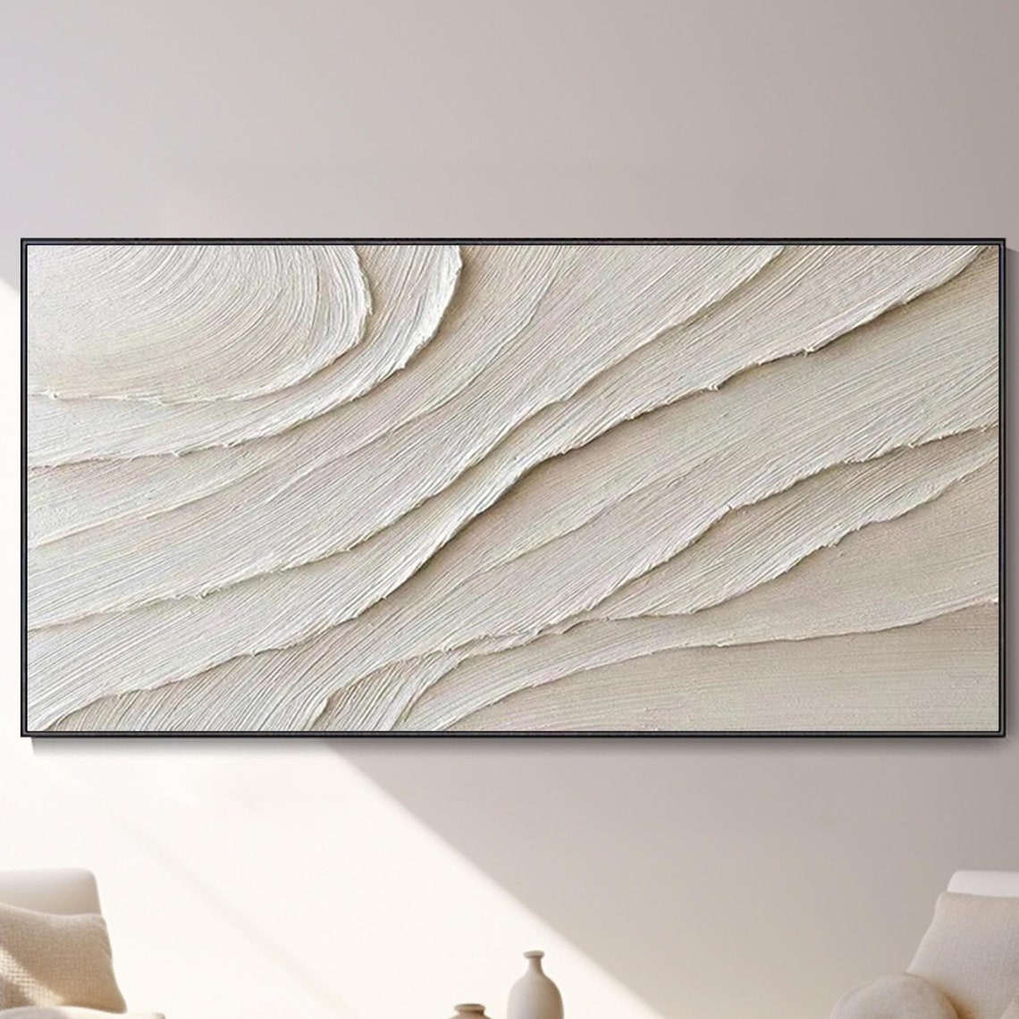 Minimalist Ivory Wave Texture Abstract 3D Painting Art Poster - Image 5