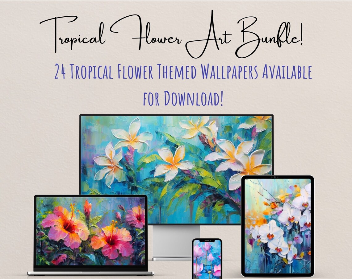 Tropical Flower Impressionist Art Print, Colorful Floral - Image 2