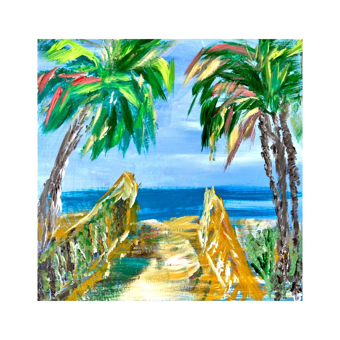 Abstract Beach Path Florida Art Print, Tropical Wall Decor
