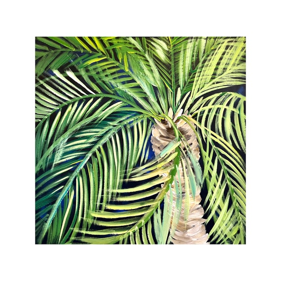 Palm Tree Large Wall Art Tropical Original Painting Or Print California Wall Art Tropical Lake House Decor